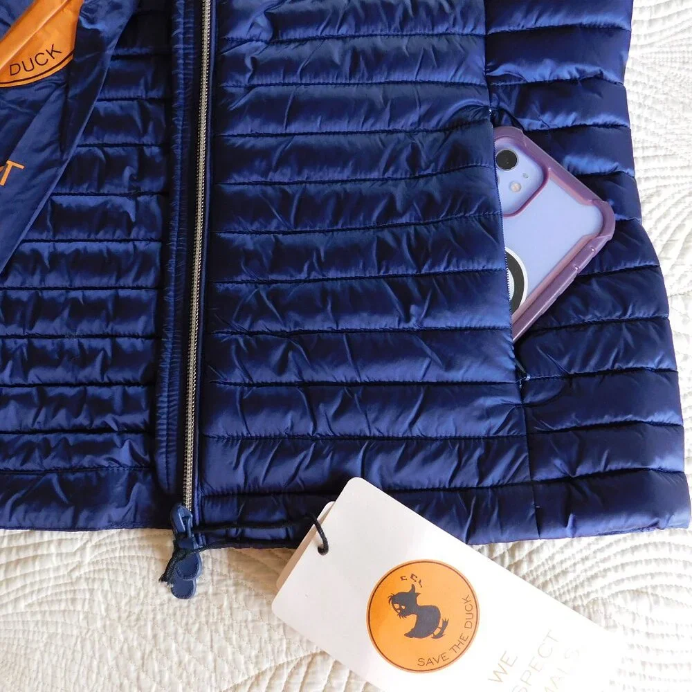 NWT Save The Duck Iris NLA Carly style navy Plumtech vegan down puffer jacket M - Picture 6 of 16